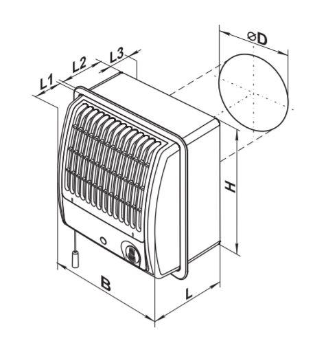 Vents Radialventilator CF3 100 Abmessungen